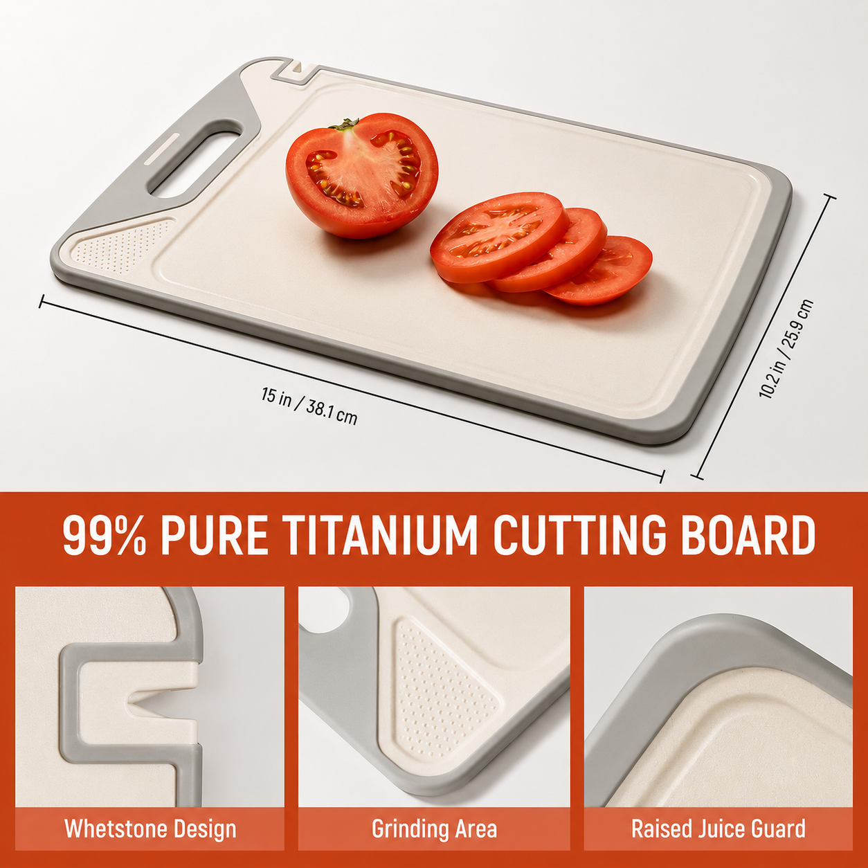 Noroma 2-in-1 Titanium & Non-Toxic PP Cutting Board
